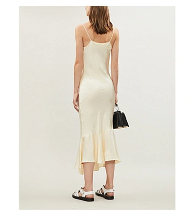 Designers Remix Kevin Polka-dot Satin Midi Slip Dress In 951 Yellow / Black  Dot | ModeSens