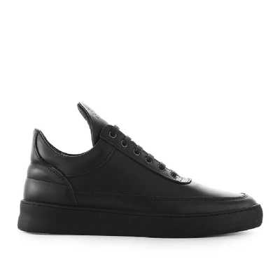 Shop Filling Pieces Black Leather Sneakers