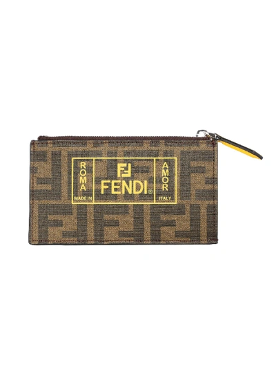 Shop Fendi Brown Leather Card Holder