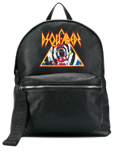 Shop Dsquared2 Black Leather Backpack