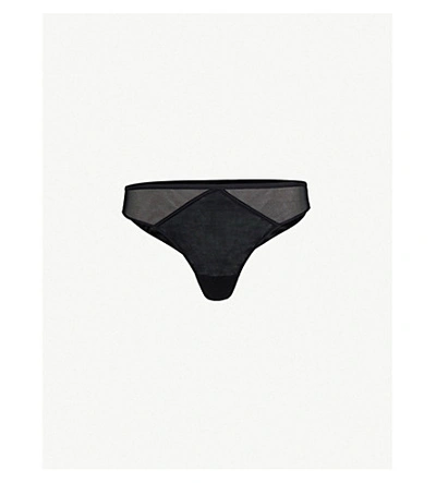 Shop Aubade Nudessence Sheer Tanga Briefs In Noir