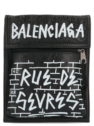 Shop Balenciaga Black Leather Messenger Bag
