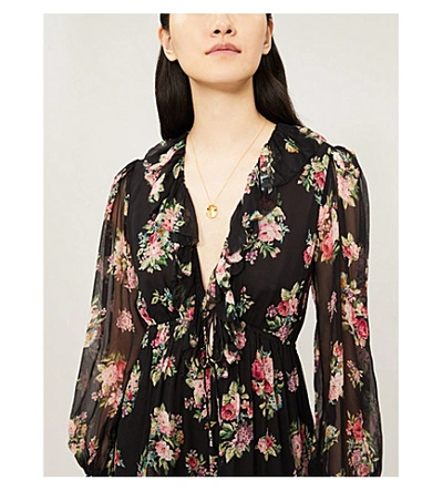 Shop Zimmermann Honour V-neck Floral-print Silk-chiffon Playsuit In Black Floral