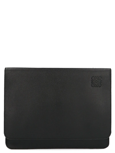 Shop Loewe Black Leather Messenger Bag