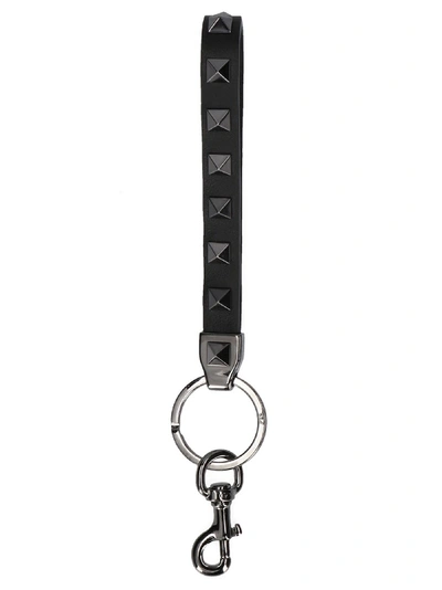 Shop Valentino Garavani Men's Black Leather Key Chain