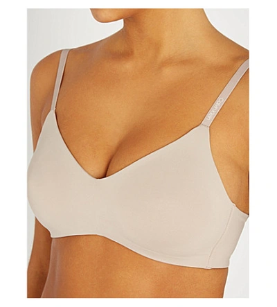 Shop Calvin Klein Womens Silver Rose Form Stretch-jersey Unlined Triangle Bra 34a