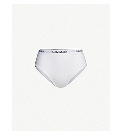 Shop Calvin Klein Plus Modern Cotton Cotton-blend Hipster Briefs In 100 White