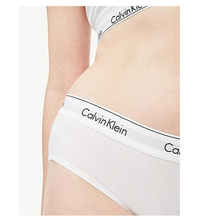 Shop Calvin Klein Plus Modern Cotton Cotton-blend Hipster Briefs In 100 White