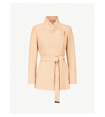 Ted Baker Rytaa High-neck Wool-blend Coat In Camel | ModeSens