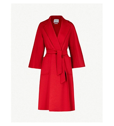 Shop Max Mara Labbro Relaxed-fit Cashmere And Wool-blend Coat In Red