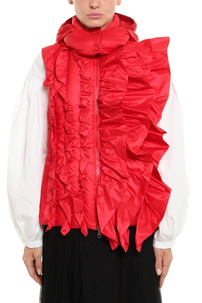 Shop Moncler Red Polyamide Vest