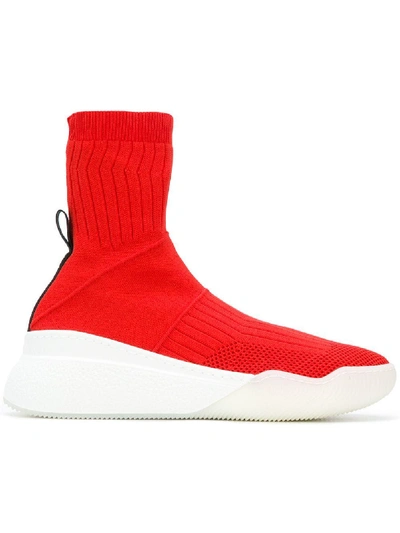 Shop Stella Mccartney Red Polyamide Slip On Sneakers
