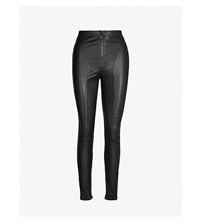 Shop Off-white High-rise Skinny Stretch-leather Leggings In Black No Colour