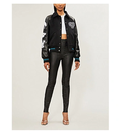 Shop Off-white High-rise Skinny Stretch-leather Leggings In Black No Colour