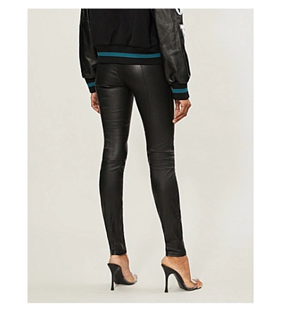 Shop Off-white High-rise Skinny Stretch-leather Leggings In Black No Colour