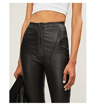 Shop Off-white High-rise Skinny Stretch-leather Leggings In Black No Colour