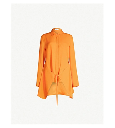 Shop Rosetta Getty Apron-wrap Crepe Shirt In Tangerine