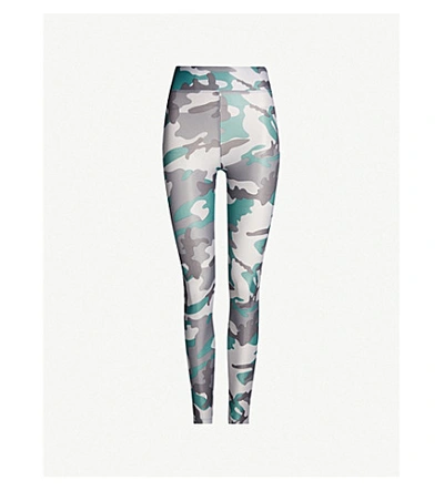 Shop Koral Camouflage-print Lustrous High-shine Stretch-jersey Leggings In Aquamarine Camo