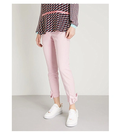 Shop Ted Baker Bow-embellished Mid-rise Skinny Woven Trousers In Lilac