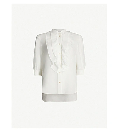 Shop Givenchy Ruffled Silk-crepe Top In Off White