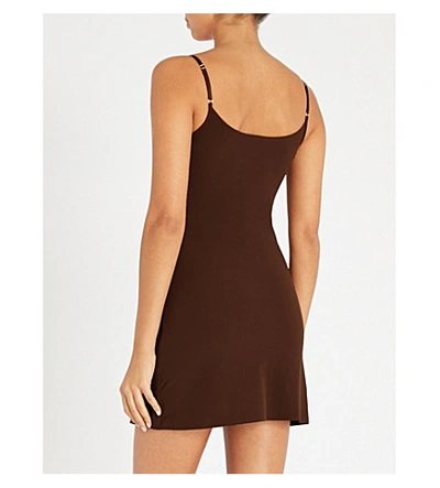 Shop Commando Microfibre Mini Slip Dress In Mocha