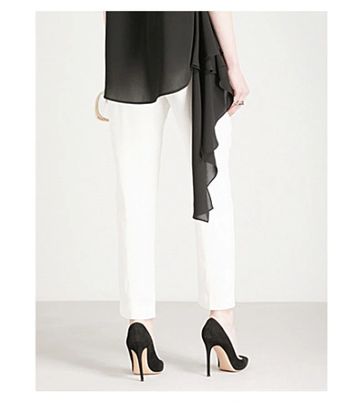 Shop Alexander Mcqueen Straight Cropped Crepe Trousers In Ivory