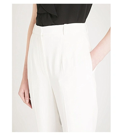 Shop Alexander Mcqueen Straight Cropped Crepe Trousers In Ivory