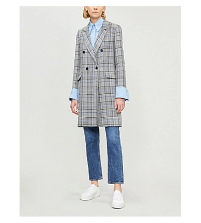 Shop Claudie Pierlot Gabon Wool-blend Coat In Mottled Grey
