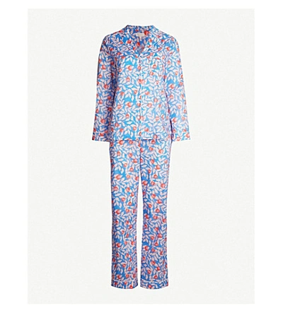 Shop Yolke Floral-print Cotton-poplin Pyjama Set In Nectarine Floral