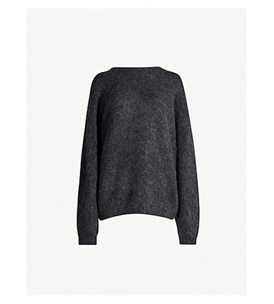Shop Acne Studios Dramatic Wool And Mohair-blend Jumper In Warm Charcoal