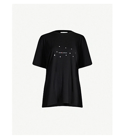 Shop Saint Laurent Metallic Logo-print Cotton-jersey T-shirt In Noir Argent