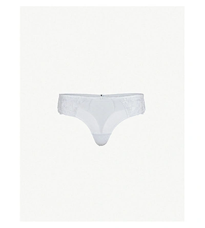 Shop Aubade Wandering Sheer-lace Tanga In White