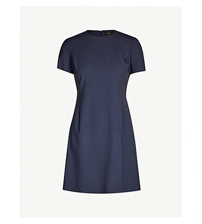 Shop Theory Jatinn Stretch-wool Mini Dress In Sea+blue