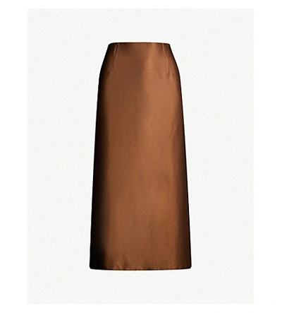 Vince A-line Silk-satin Skirt In Brown | ModeSens