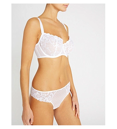Shop Aubade Wandering Comfort Embroidered Stretch-tulle And Lace Bra In White