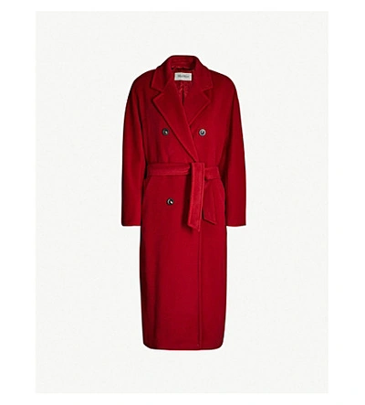 Shop Max Mara Madame Double-breasted Wool And Cashmere-blend Coat In Red