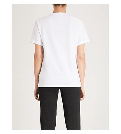 Shop Calvin Klein Womens White Logo-print Cotton-jersey T-shirt