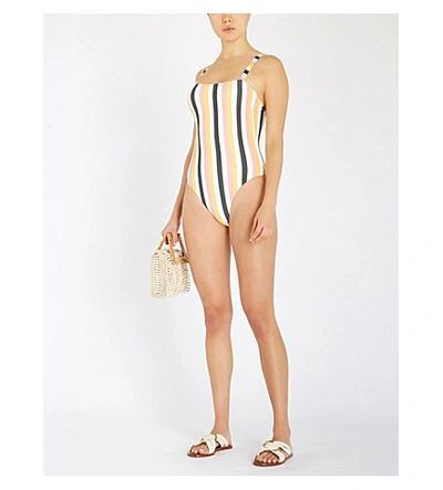 Shop Asceno Classic Stripe One-piece Swimsuit In Multi Stripe