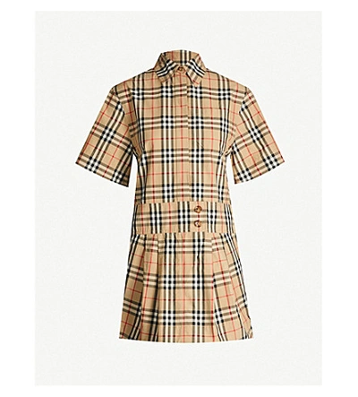 Shop Burberry Vintage-check Cotton-poplin Shirt Dress In Archive Beige Ip Chk