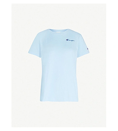 Shop Champion Logo-print Cotton-jersey T-shirt In Blue