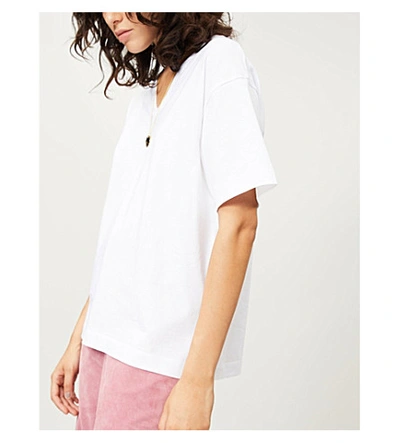 Shop Joseph V-neck Cotton-jersey T-shirt In White