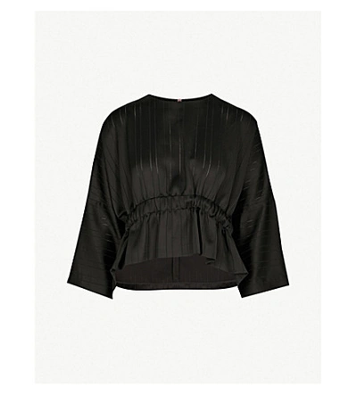 Shop Ted Baker Ruched Satin Top In Black