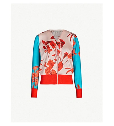 Shop Ted Baker Cortnee Fantasia-print Satin Jacket In Baby-pink