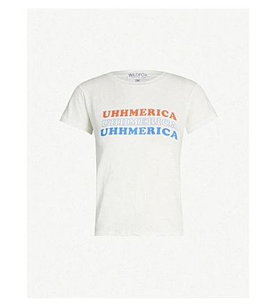 Shop Wildfox Uhhmerica No9 Cotton T-shirt In Unhmerica