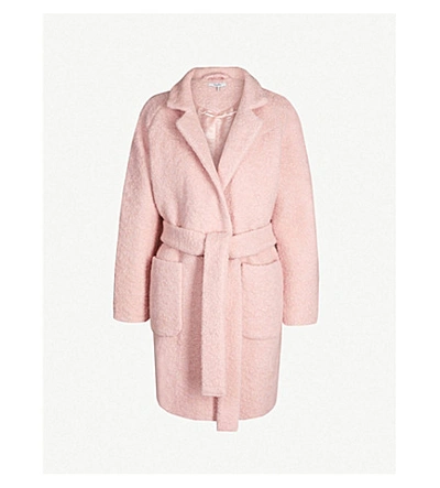 Shop Ganni Fenn Wool-blend Coat In Sil Pink