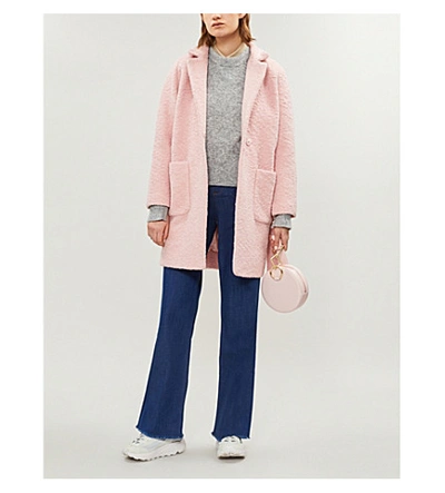 Shop Ganni Fenn Wool-blend Coat In Sil Pink