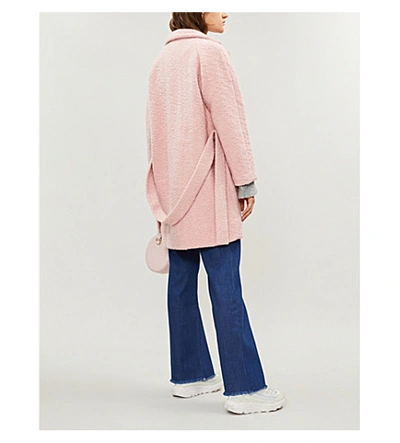 Shop Ganni Fenn Wool-blend Coat In Sil Pink