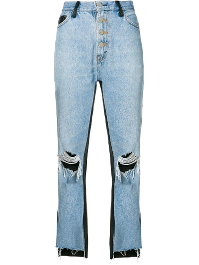 Shop Amiri Blue/black Cotton Jeans