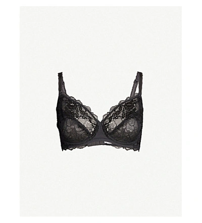Shop Wacoal Women's Charcoal Lace Perfection Scalloped Stretch-lace Underwired Bra