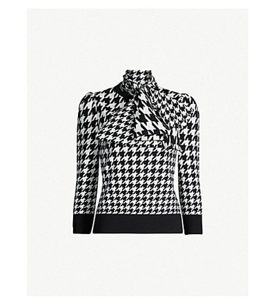 Shop Alexander Mcqueen Houndstooth Wool-blend Top In Ivory/black